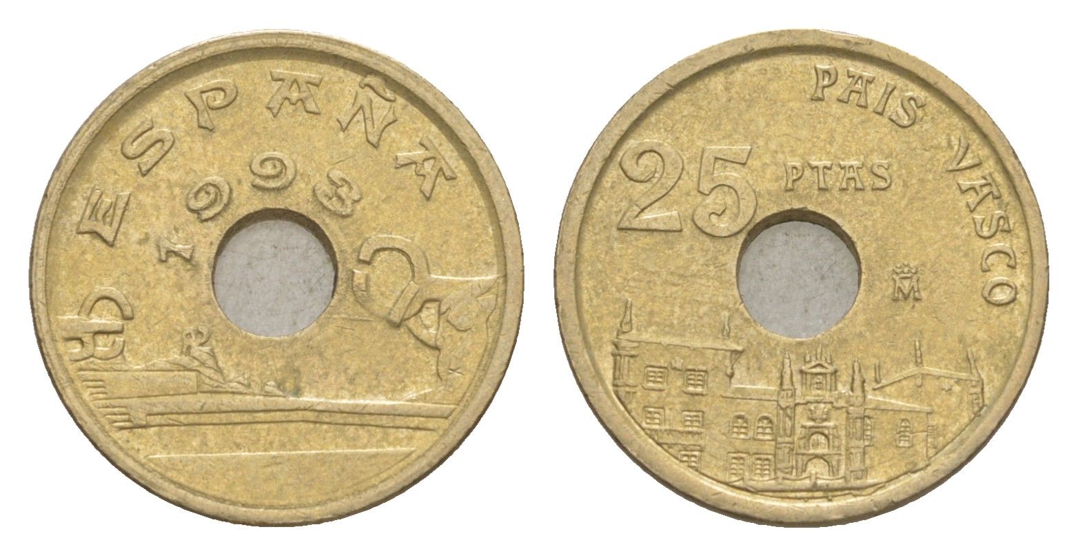 Испания 25 песет 1993 Страна Басков KM 920 алюминиевая бронза 4623-1265