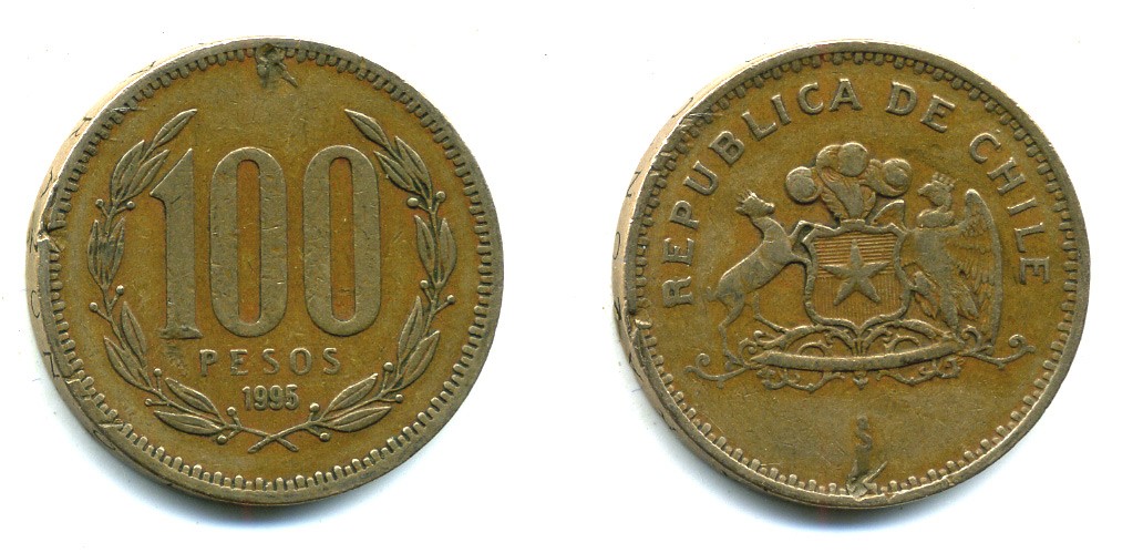 ЧИЛИ 100 ПЕСО 1995 ГЕНЕРАЛ БЕРНАРДО О ХИГГИНС KM 226.2 алюминевая бронза 35-1033