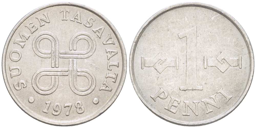 Финляндия 1 пенни 1978 KM 44а алюминий 218-1264