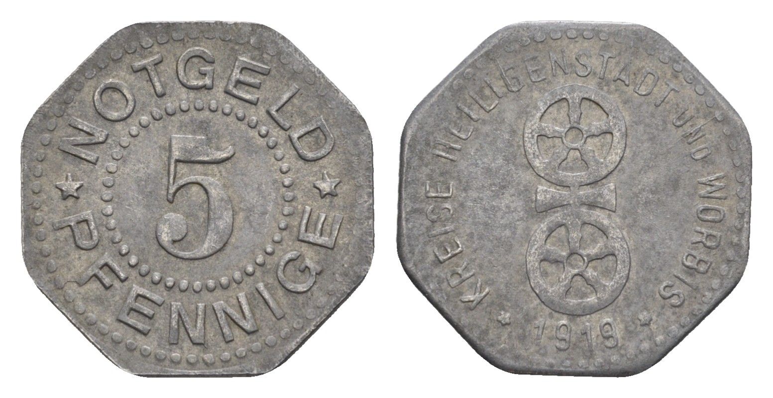 Хайльбад и Ворбис 5 пфеннигов 1919 Funck 206.1, Men18 14112.1 железо 4528-412