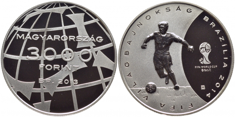 Венгрия 3000 форинтов 2012 чемпионат мира по футболу в Бразилии KM NEW серебро PROOF 11-152-34