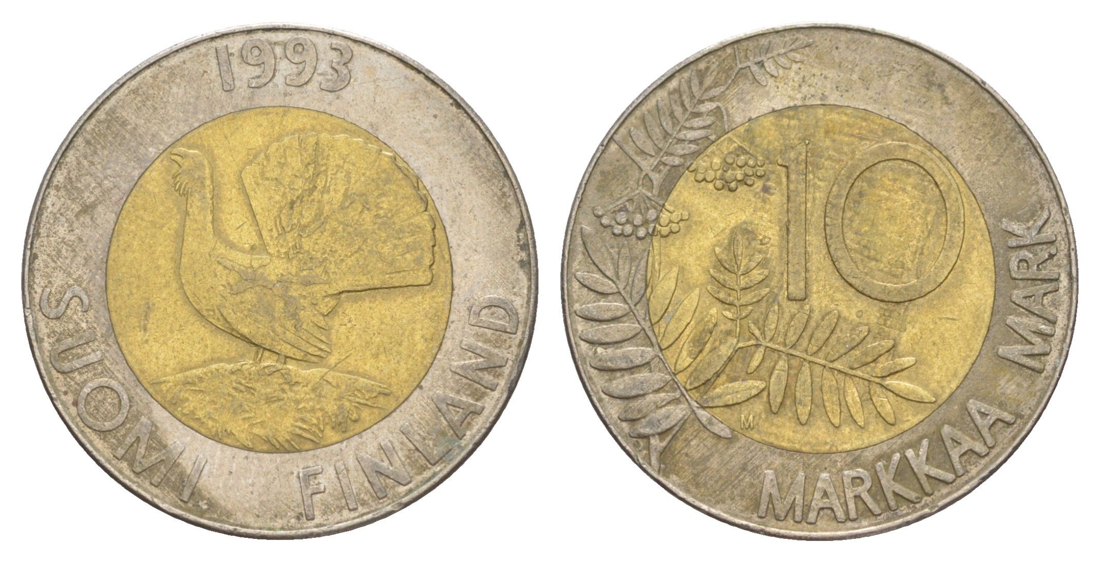 Финляндия 10 марок 1993 KM 77 биметалл 4648-635