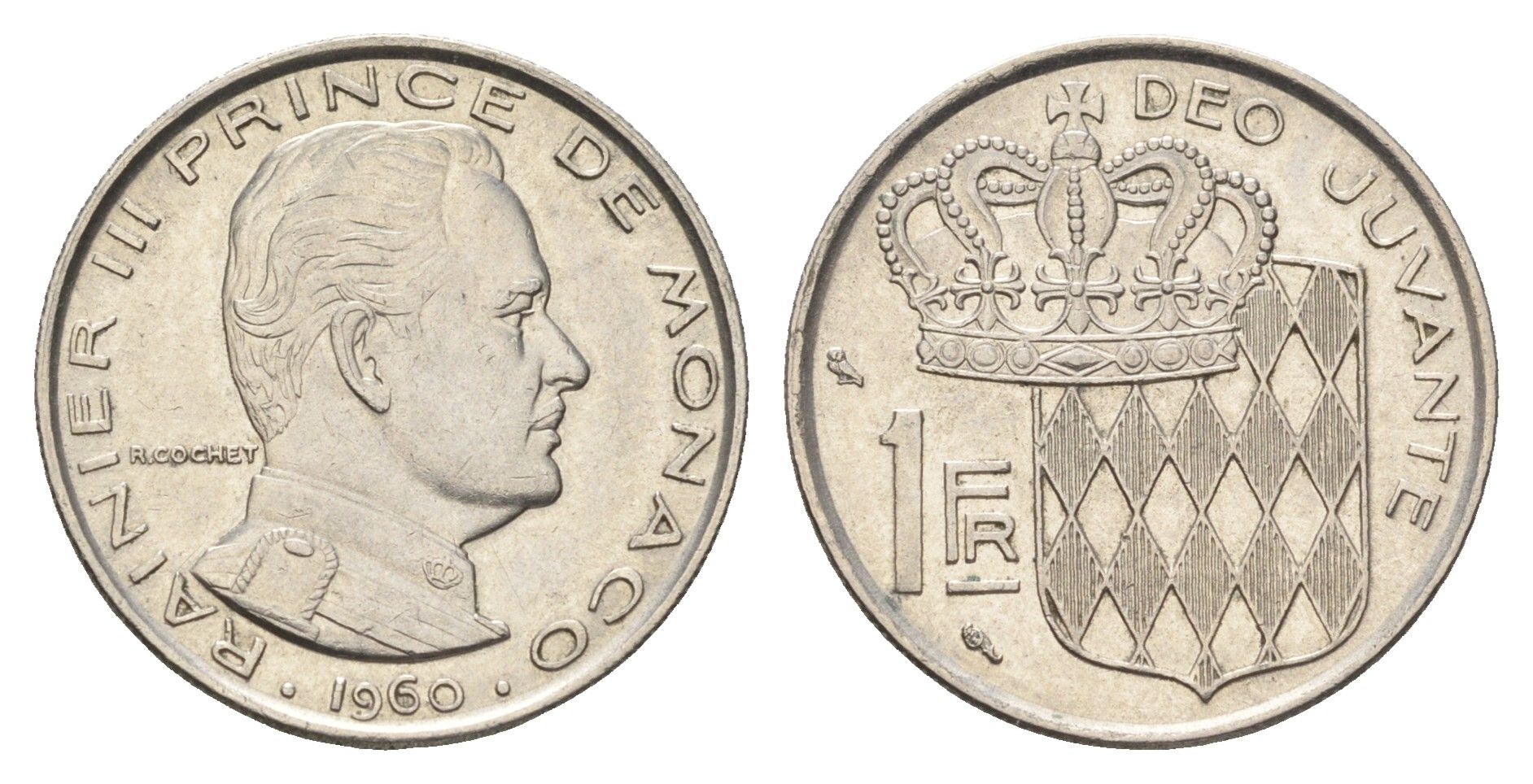 Монако 1 франк 1960 Ренье III (1949-2005) KM 140 никель 4660-935