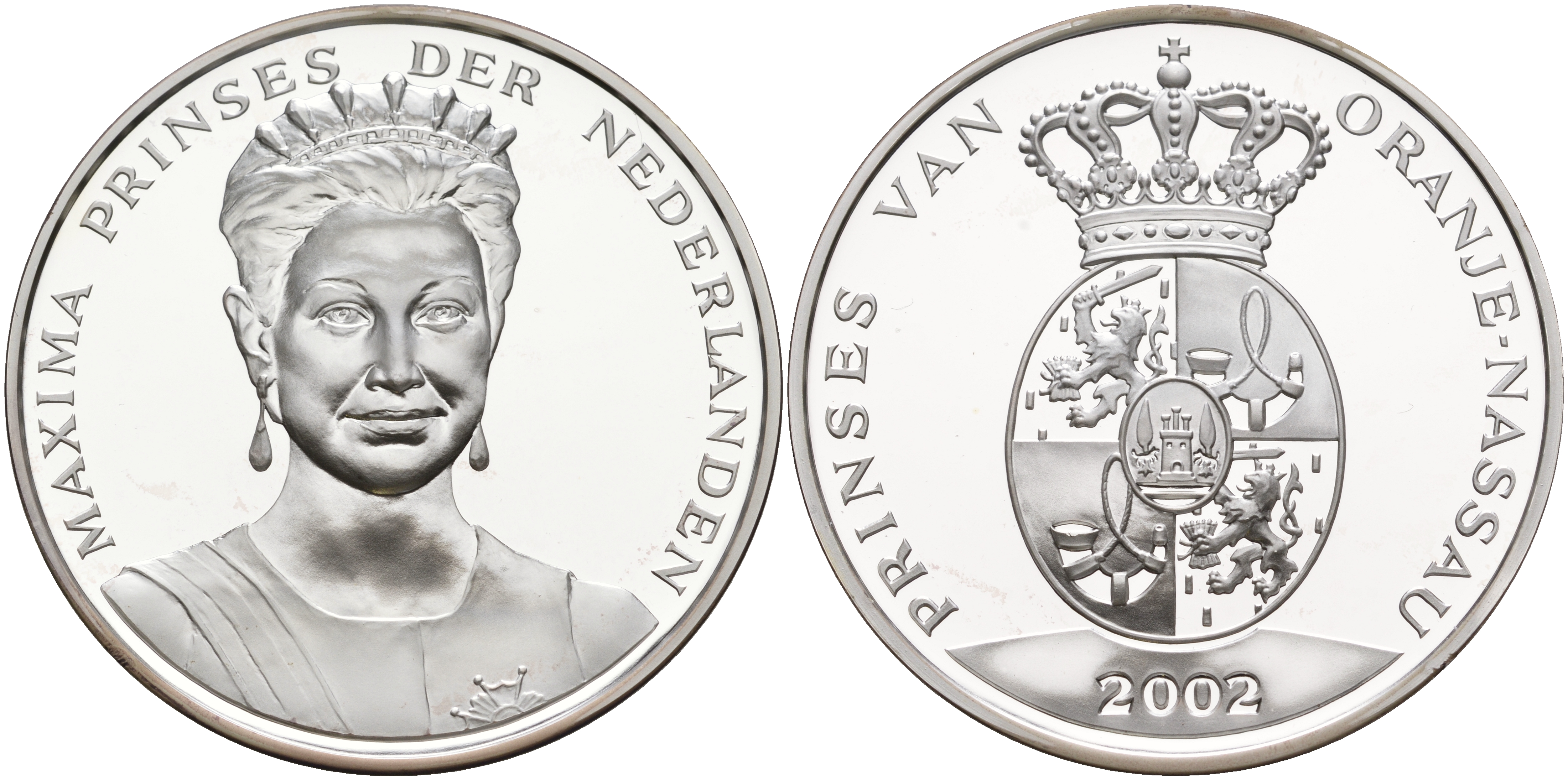 Нидерланды медаль 2002 Максима, принцесса Нидерландов  серебро  PROOF  11-132-11