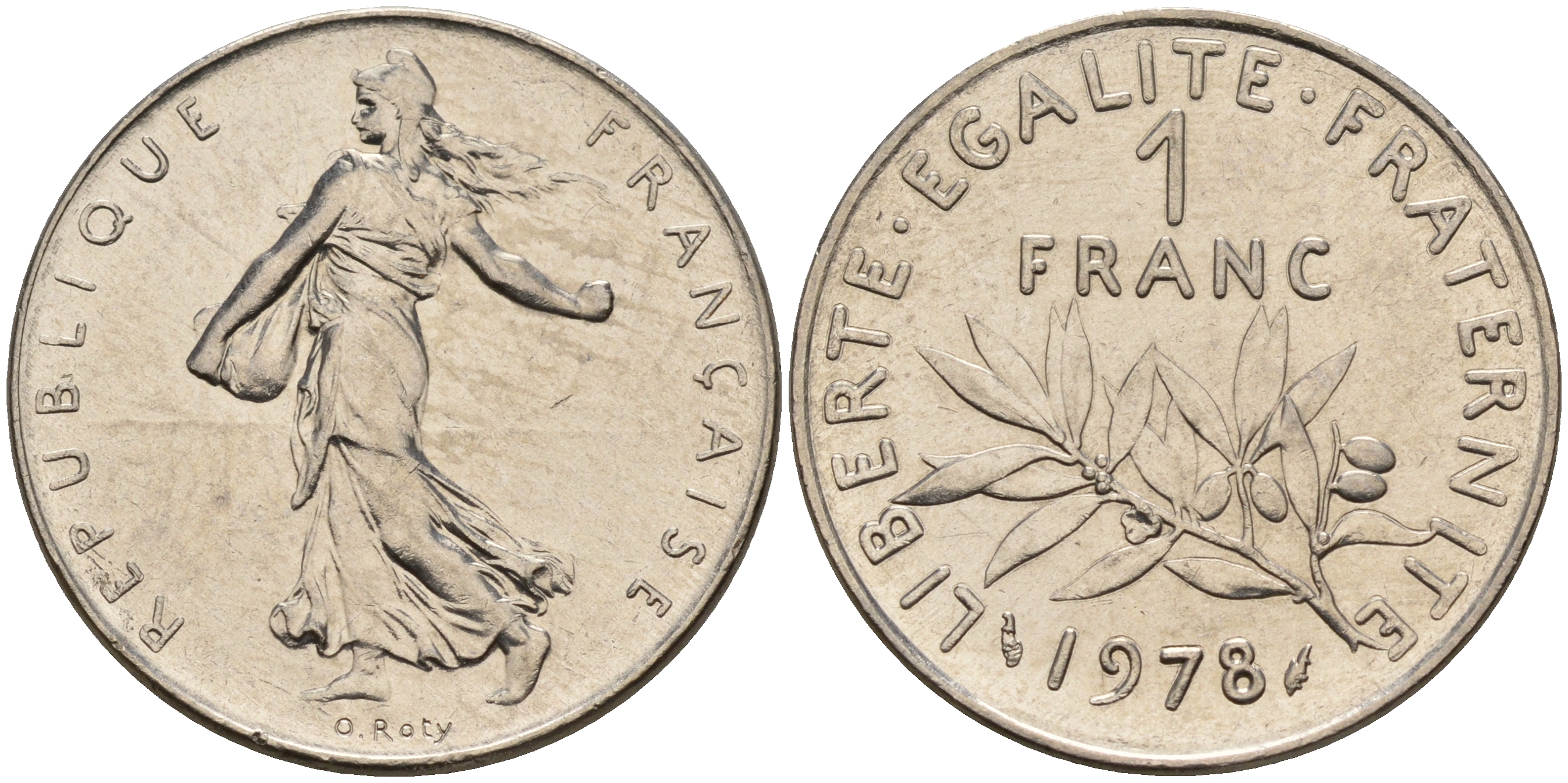 Франция 1 франк 1978 сеятель KM 925.1 никель    4153-446