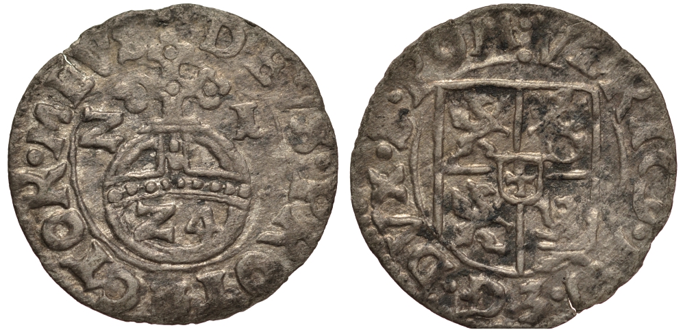 Померания 1/24 талера 1621 Богуслав XIV (1620-1637), вес 0,68 гр. KM 64 серебро 1516-514