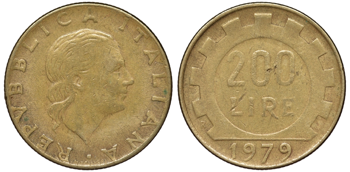 Италия 200 лир 1979 R KM 4543-753