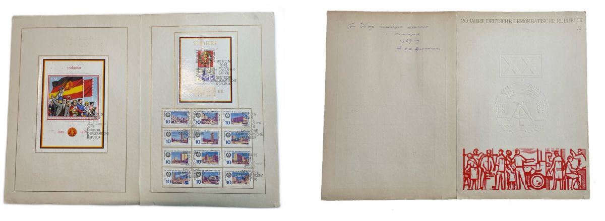 ГДР буклет посвященный 20 летия ГДР (с 2 блоками и 12 марками) 1969 бумага 505-36-2