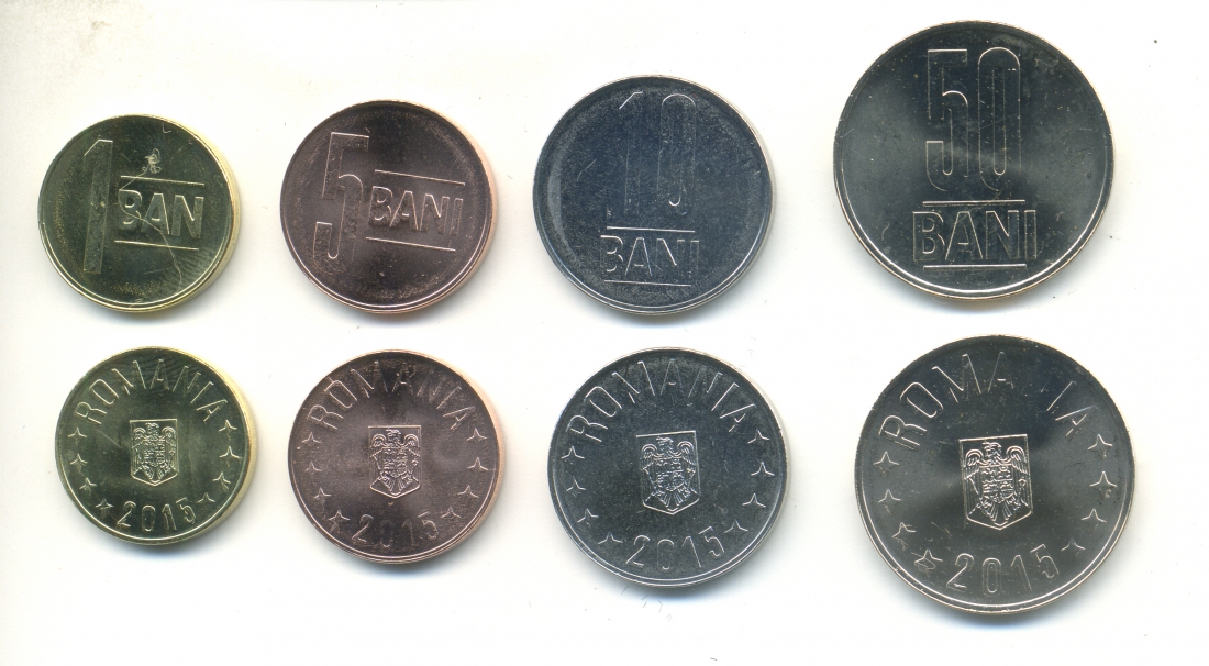 Румыния набор из 4 монет 2015 1, 5, 10, 50 бани UNC N2-31