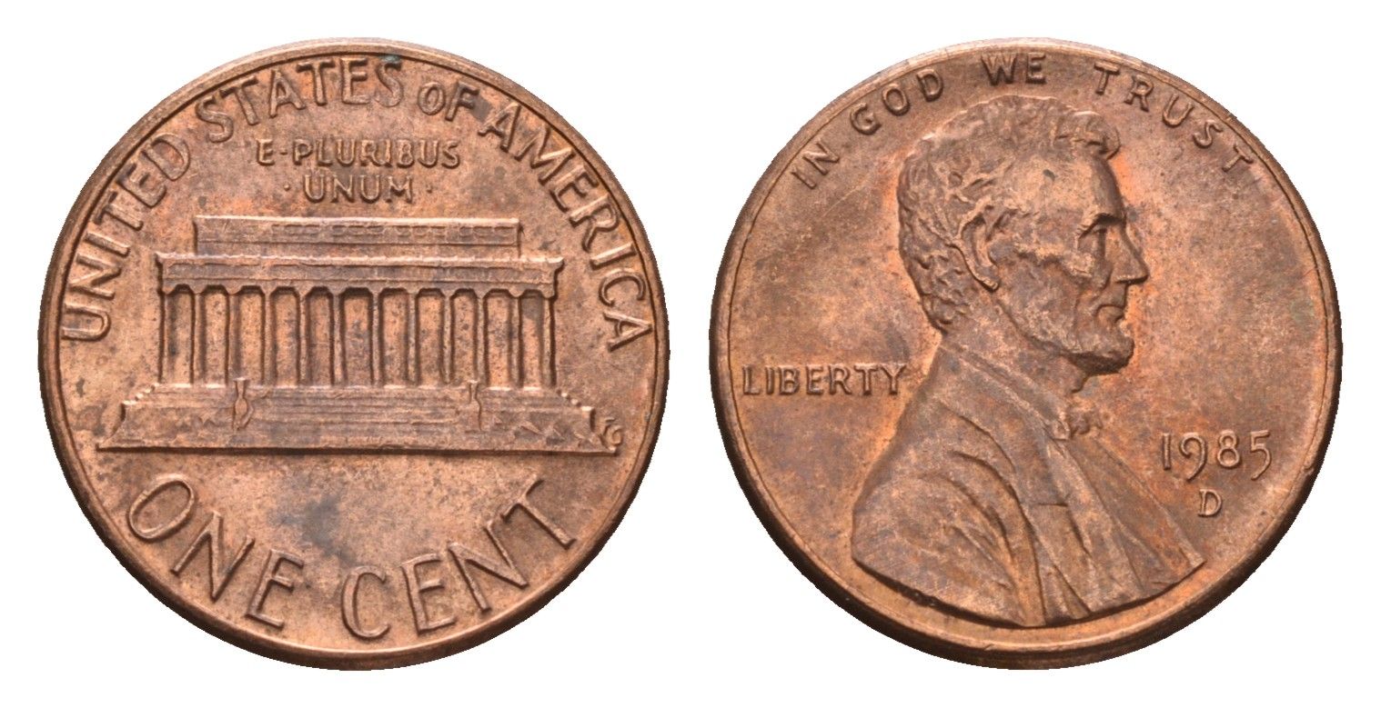 США 1 цент 1985 Авраам Линкольн KM 201b цинк плакированный медью 4613-651