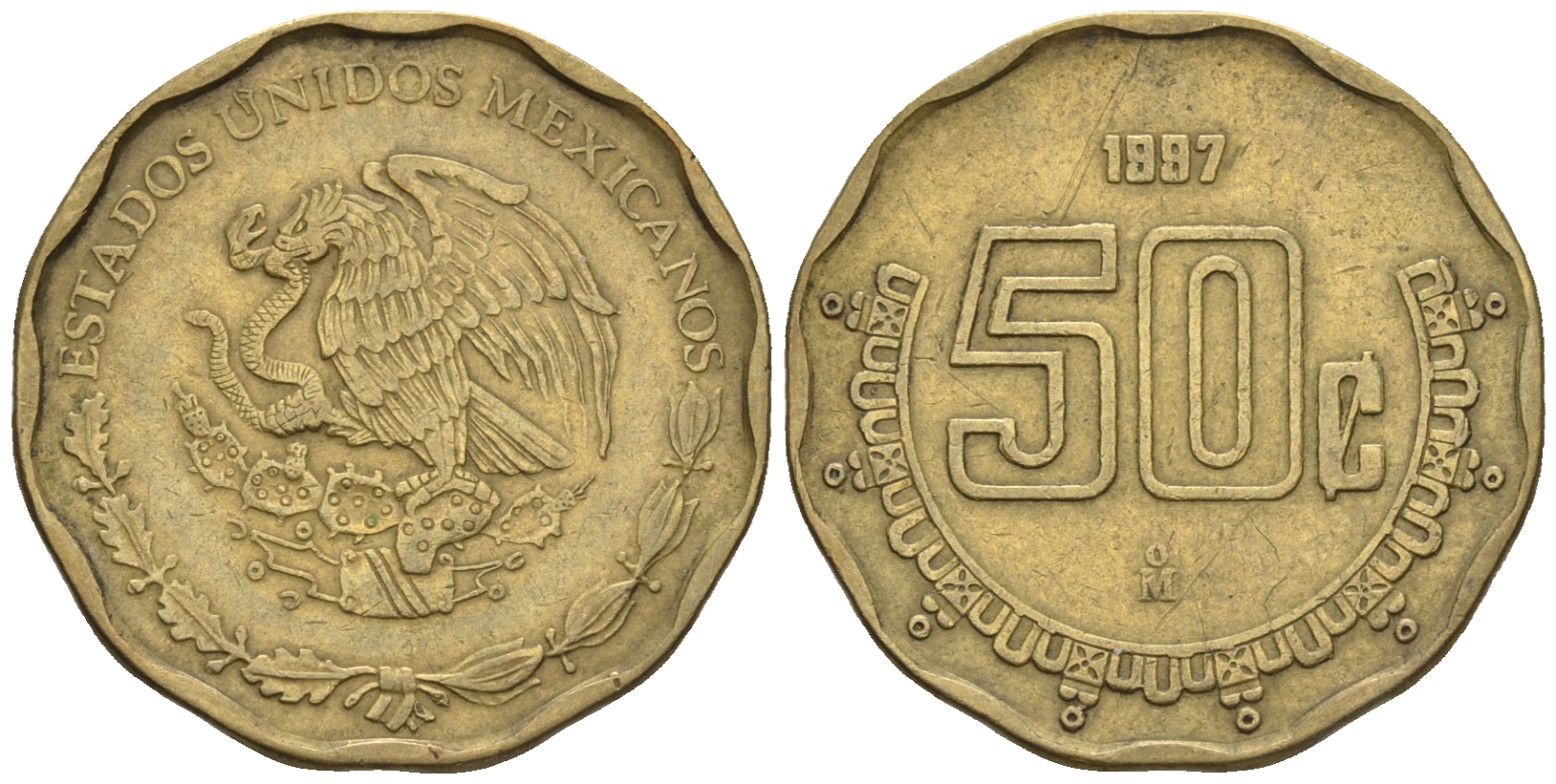 Мексика 50 сентаво 1997 KM 549 алюминиевая бронза 87-653