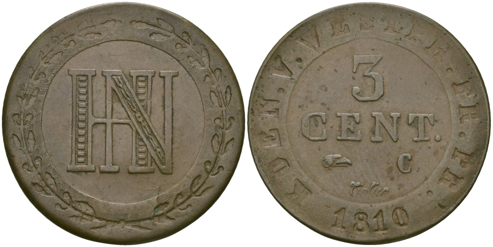 Вестфалия 3 сантима 1810 С KM 23 медь 65-753