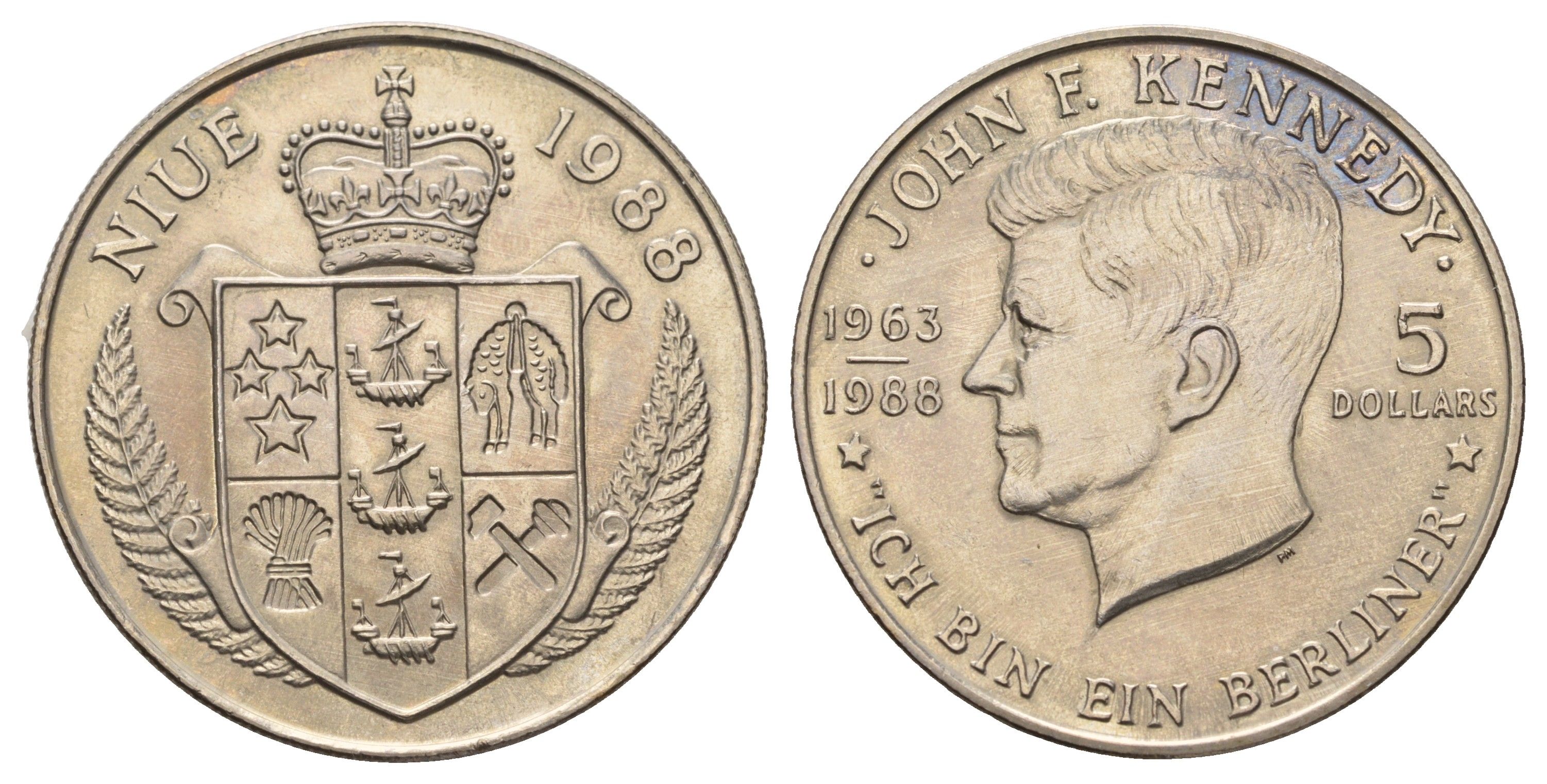 Ниуэ 5 долларов 1988 Джон Кеннеди KM 17 медно-никель BU 11-151-22