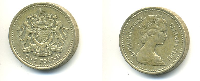 Великобритания 1 фунт 1983 Елизавета II (1952-2022) KM 933, Spink 4221 никель латунь 59-125