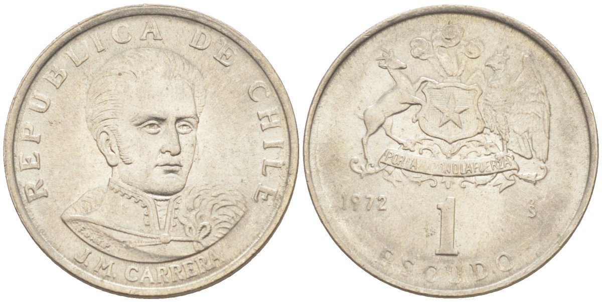 Чили 1 эскудо 1972 Хосе Мигель Каррера KM 197 медно-никель 187-361