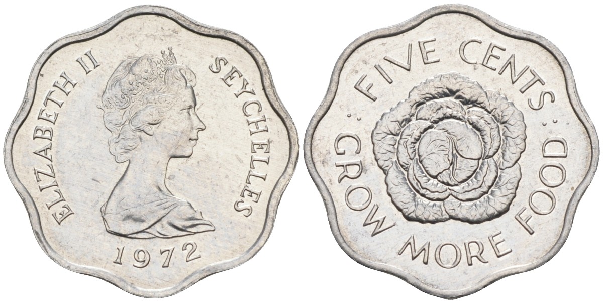 Сейшельские острова 5 центов 1972 FAO, цветок, Елизавета II KM 18 алюминий UNC 4588-638
