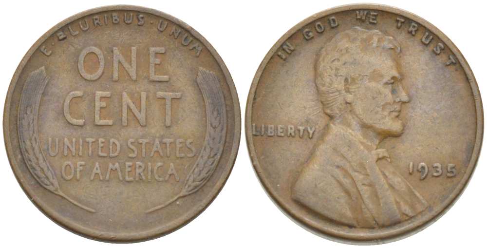США 1 ЦЕНТ 1935 ЛИНКОЛЬН KM 132 бронза 218-352