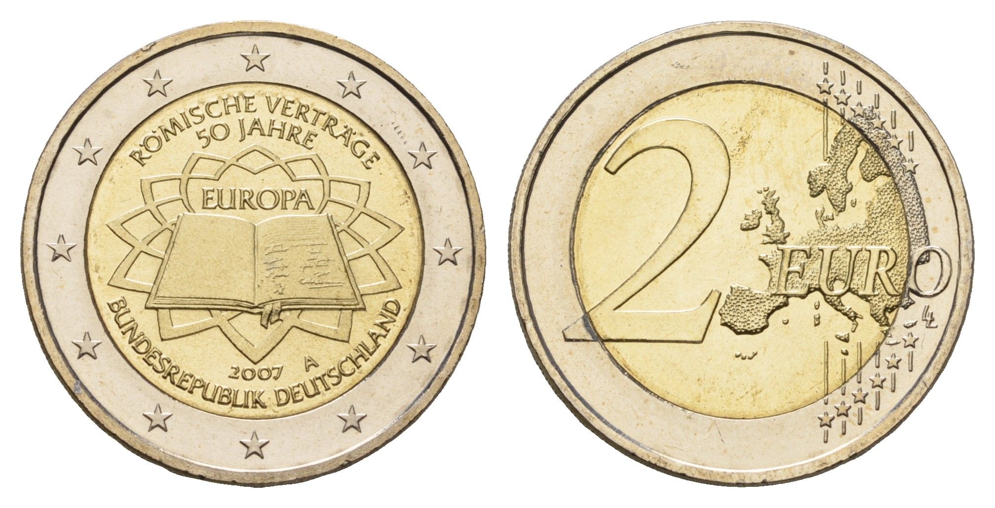 Германия 2 евро 2009 A, 50 лет подписанию Римского договора KM 259 биметалл UNC 1096-2-13
