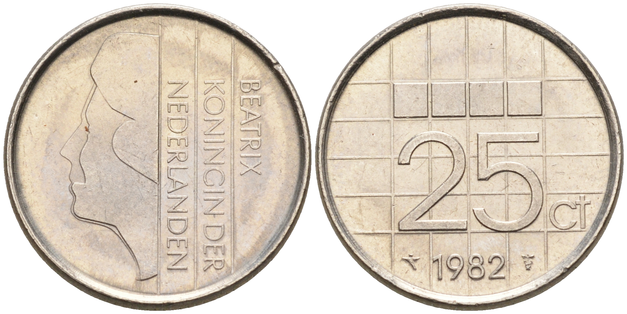 Нидерланды 25 центов 1982 Беатрикс (1980-2013) KM 204 никель 4564-115