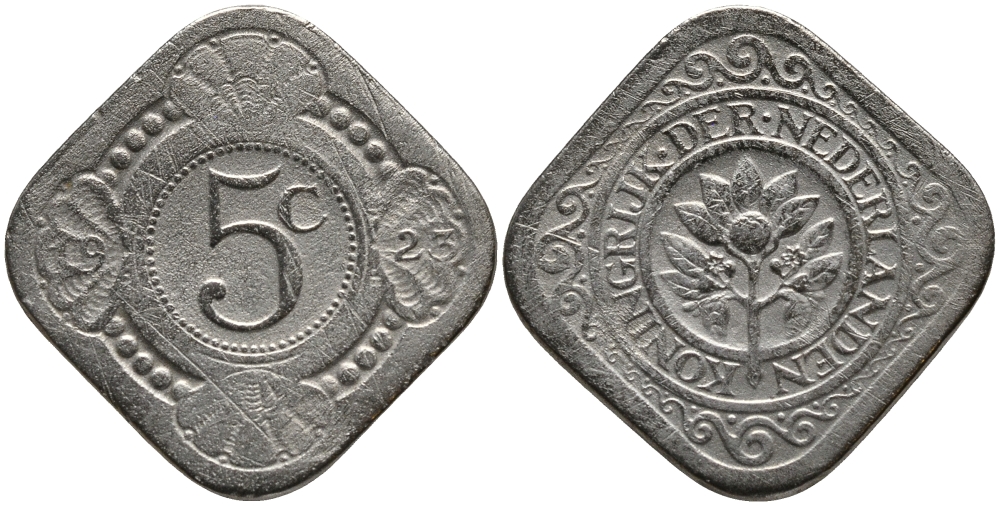 НИДЕРЛАНДЫ 5 ЦЕНТОВ 1923 KM 153 медно-никель 4387-716
