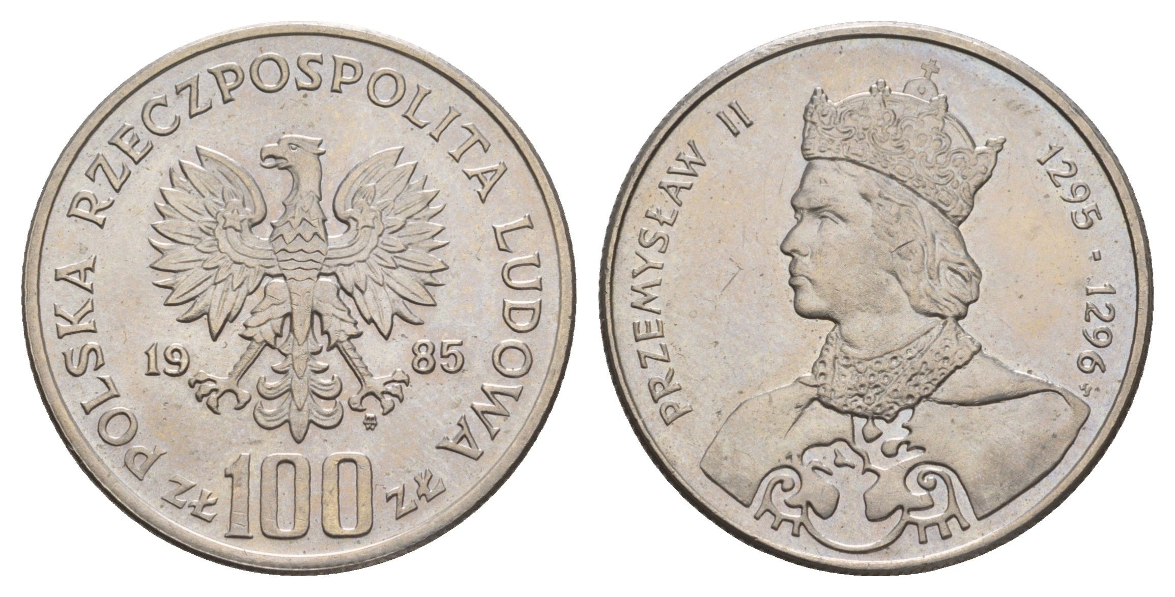 Польша 100 злотых 1985 Польские правители - Король Пшемыслав II Y 155 медно-никель UNC 4654-1023