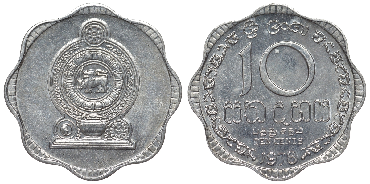 Шри-Ланка 10 центов 1978 KM 140 a алюминий 4118-947