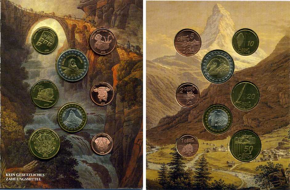 Швейцария набор из 8 европробников 2003 в оригинальном буклете UNC 00-00