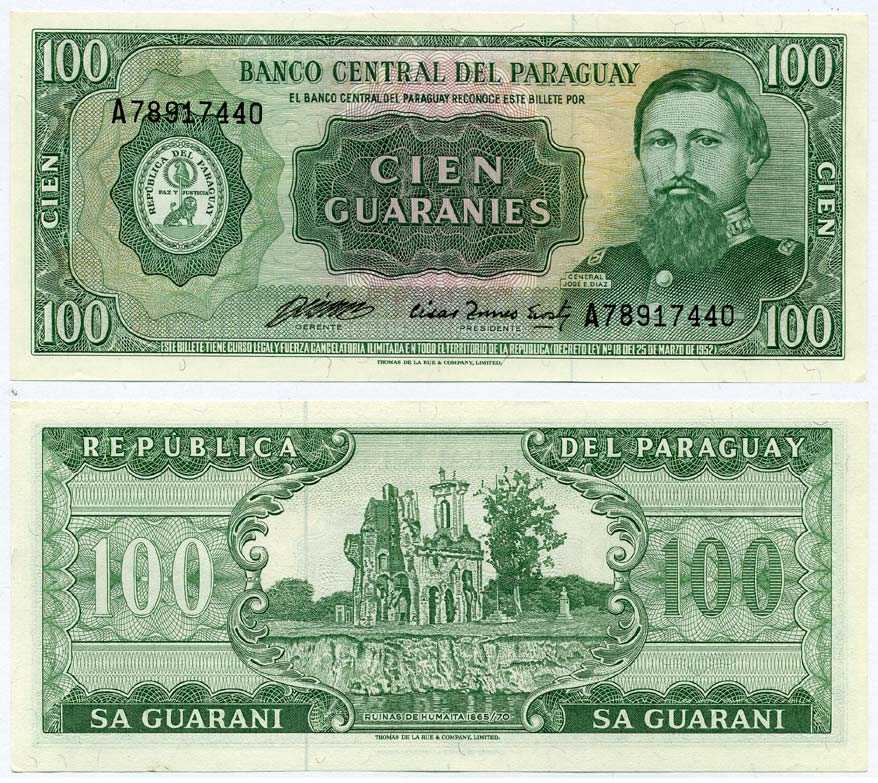 ПАРАГВАЙ 100 ГУАРАНИ 1982 ХОСЕ ЭДУВИХИС ДИАС (1833-1867), TDLR Pick 205 бумага UNC (ПРЕСС) 7222-58-2