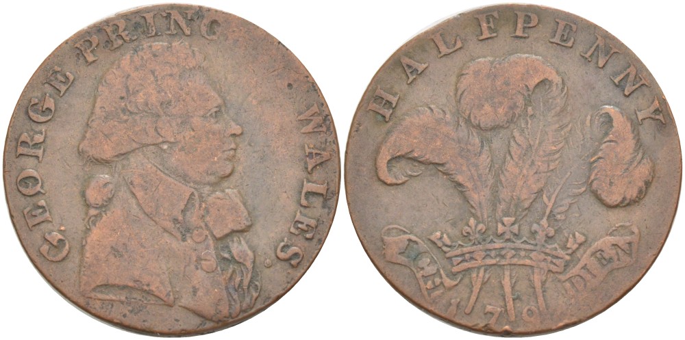 Великобритания 1/2 пенни 1794 Георг IV принц Уэльский, Сассекс – Брайтон Dalton & Hamer 2 медь 109-1121