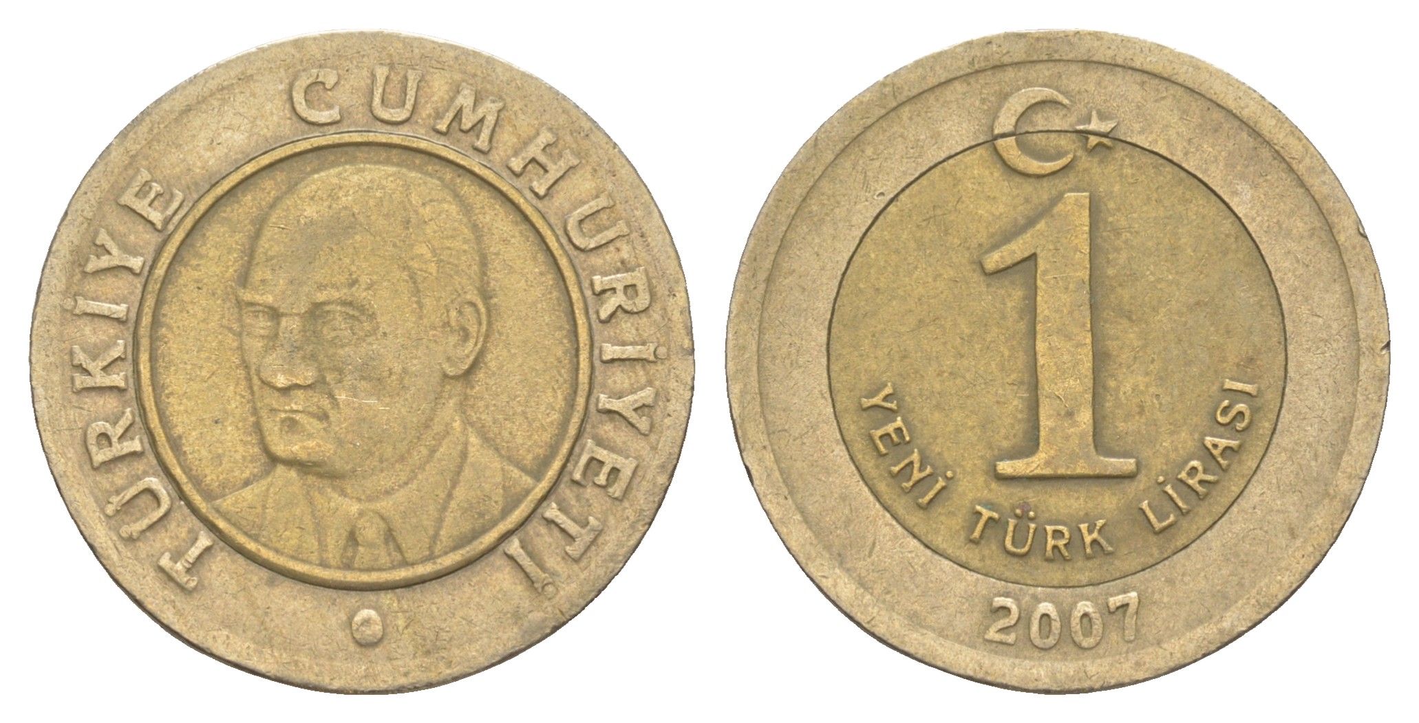 Турция 1 лира 2007 Кемаль Ататюрк KM 1169 биметалл 4163-757