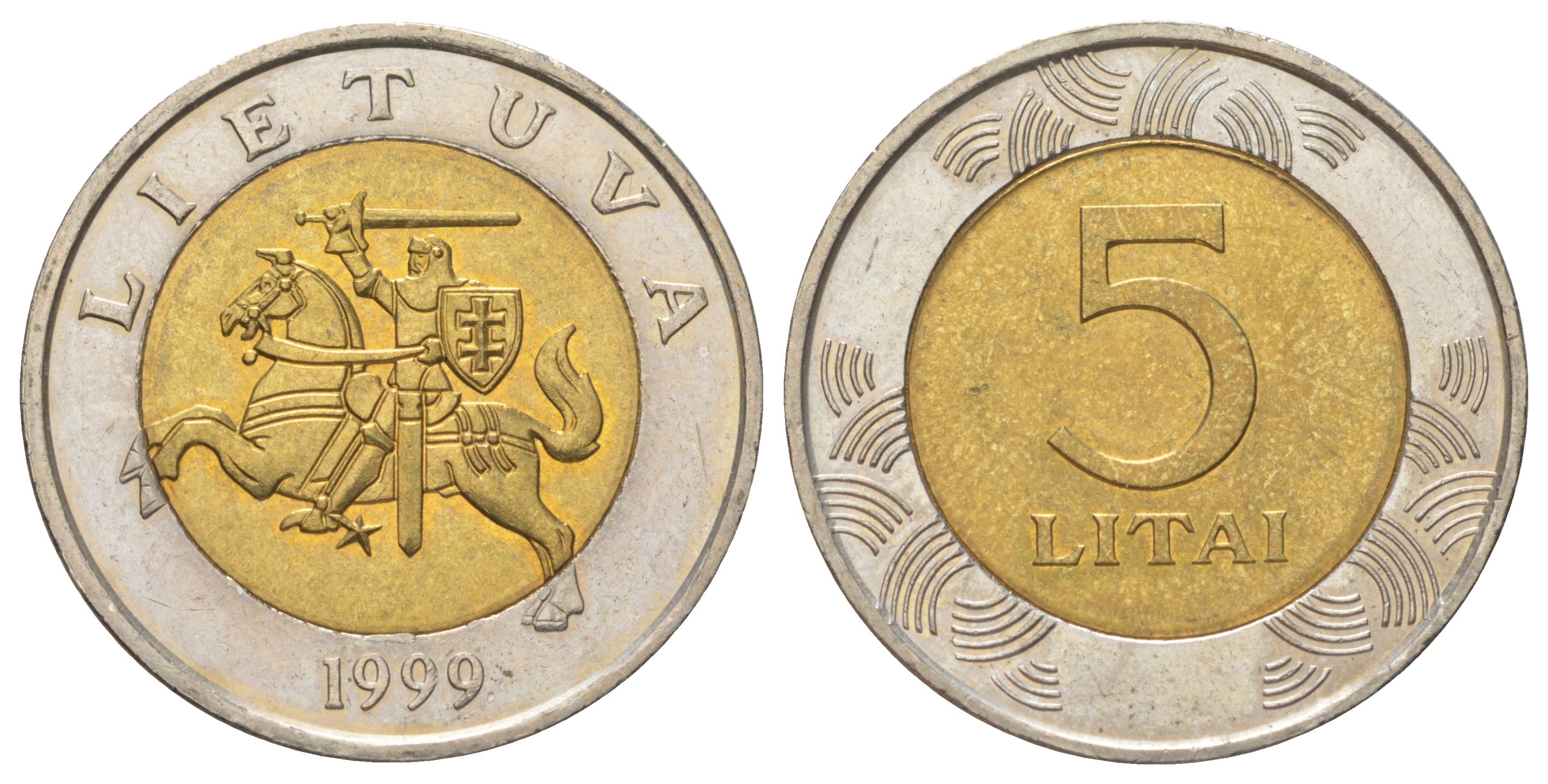 Литва 5 лит 1999 KM 113 биметалл UNC 4624-731
