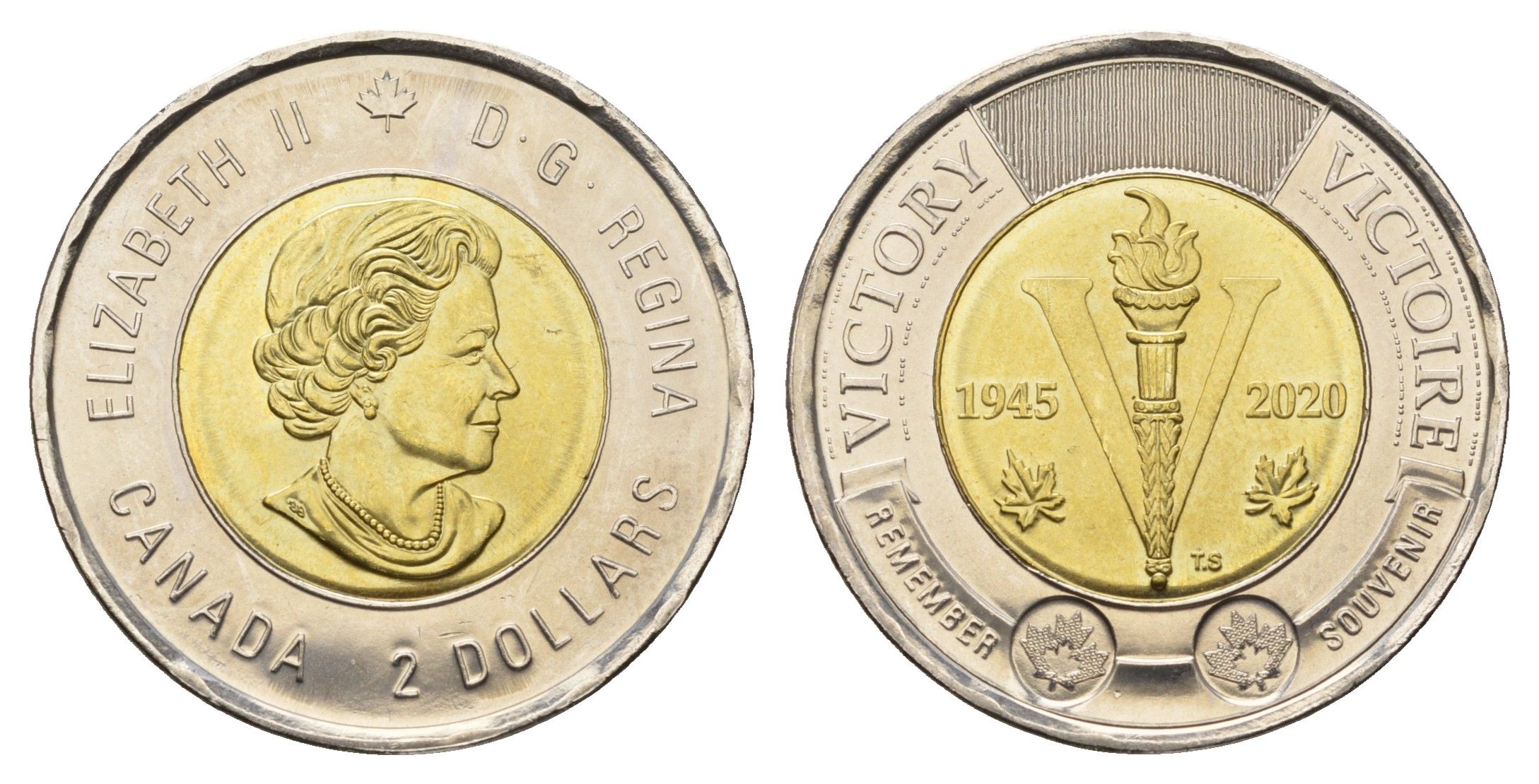 Канада 2 доллара 2020 75 лет победе во Второй Мировой войне KM 2924 биметалл UNC 108-1126