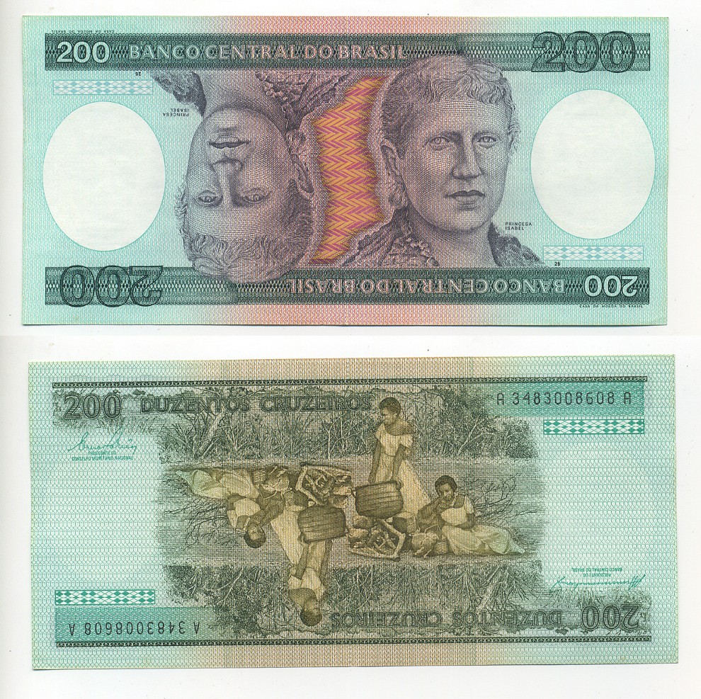 БРАЗИЛИЯ 200 КРУЗЕЙРО 1984 ПОДПИСЬ 21 Pick 199b бумага UNC (ПРЕСС) 6317-8-2