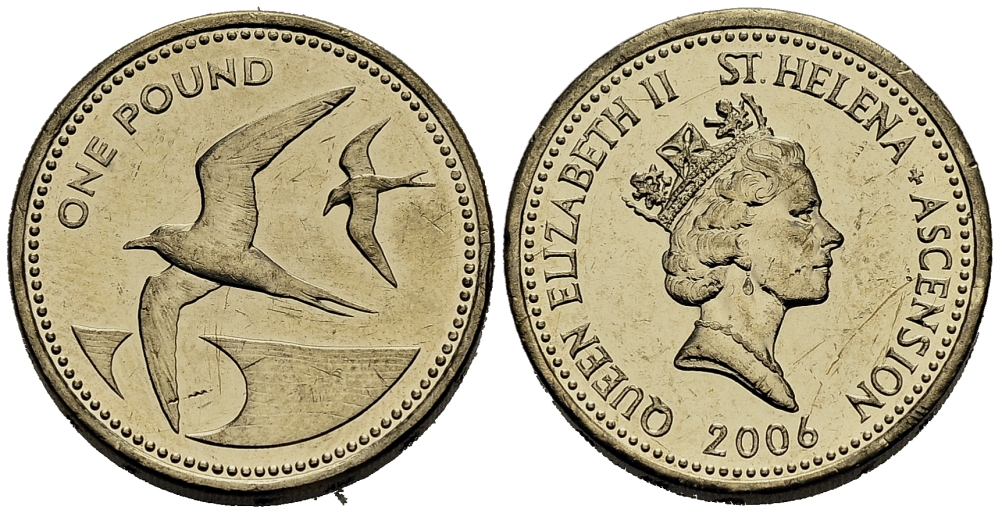 Острова Святой Елены и Вознесения 1 фунт 2006 ласточки KM 17 никель латунь UNC 00-00