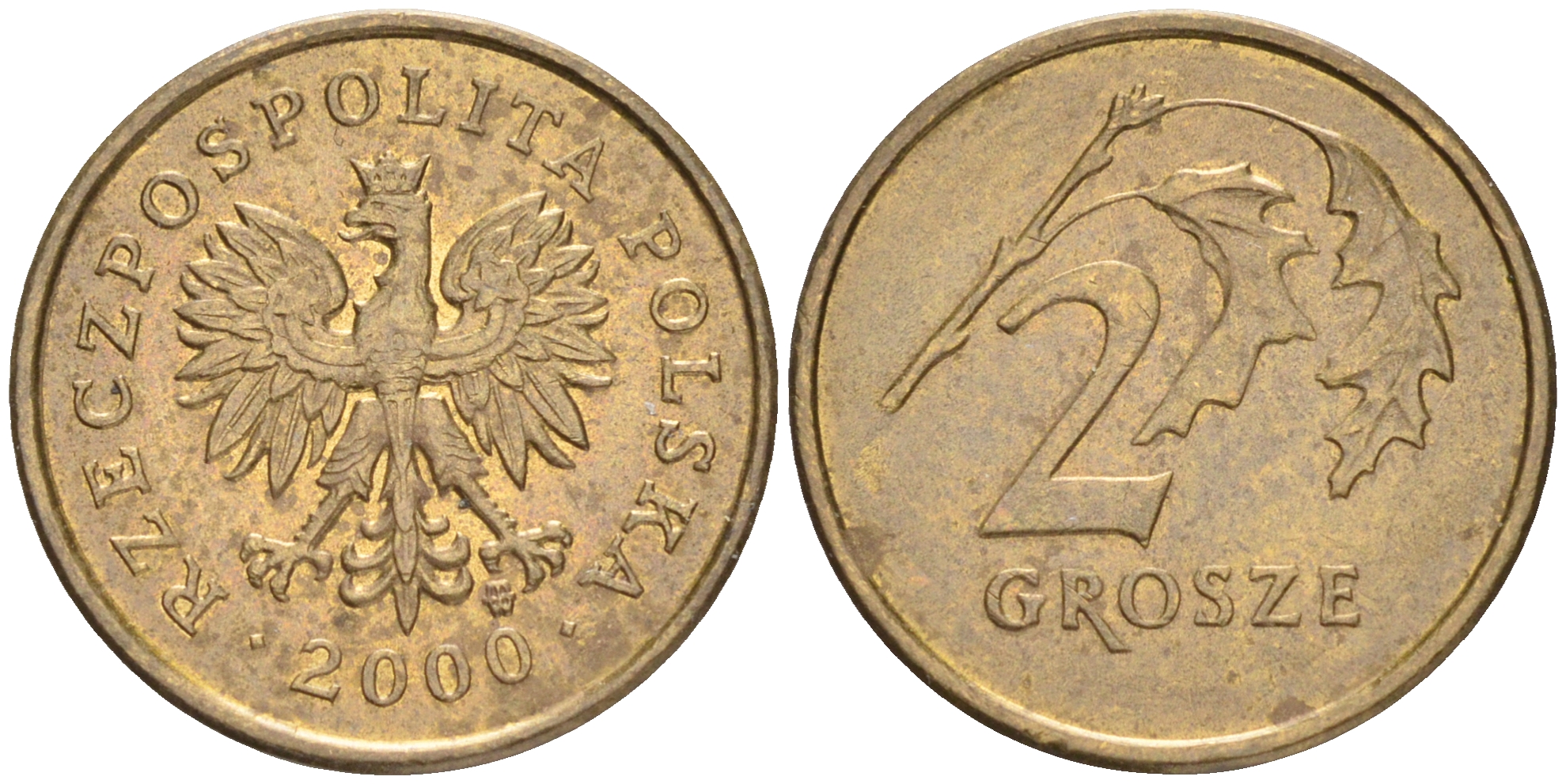 Польша 2 гроша 2000 MW KM 277, Parchimowicz 702g латунь 4516-1111