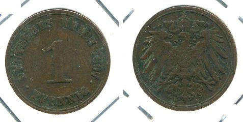 Германия 1 пфенниг 1897 A KM 10, J. 10, Weege 2 медь 701-135