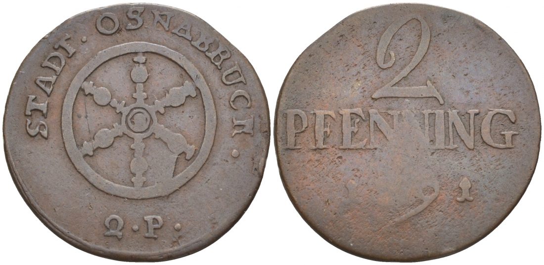 Оснабрюк 2 пфеннига 1791 Kennepohl 497 медь 68-512