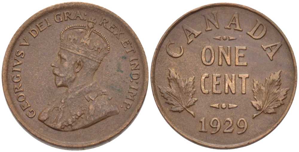 Канада 1 цент 1929 Георг V (1910-1936) KM 28 бронза 201-356