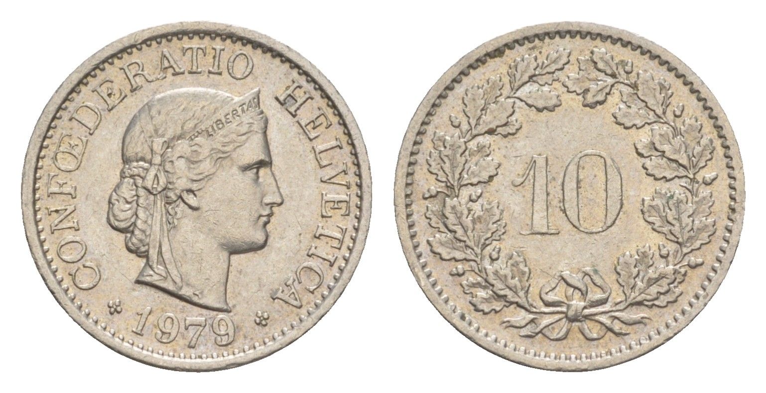 Швейцария 10 раппенов 1979 KM 27 медно-никель 4547-115