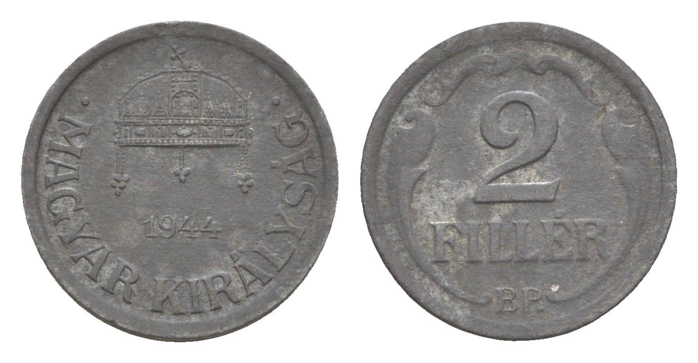 Венгрия 2 филлера 1944 BP KM 519 цинк 4658-354