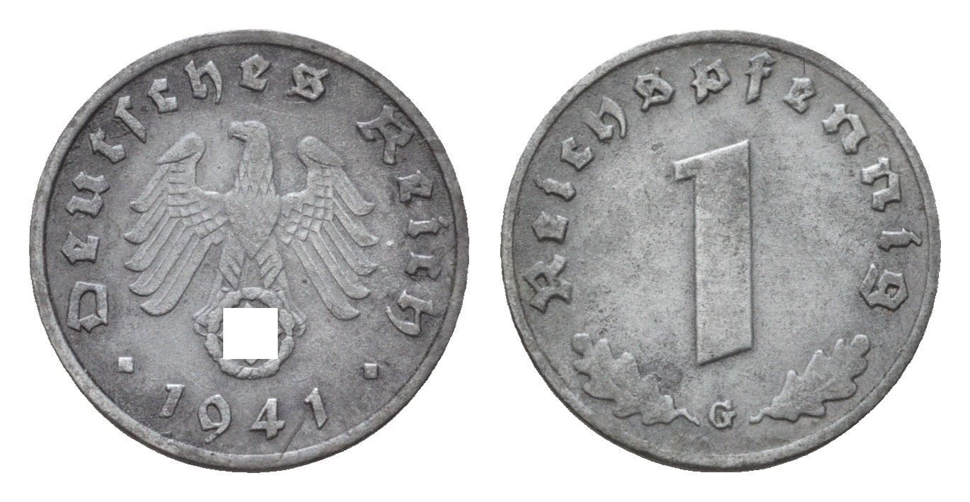 Германия 1 рейхспфенниг 1941 G KM 97, J. 369 цинк 4630-1048