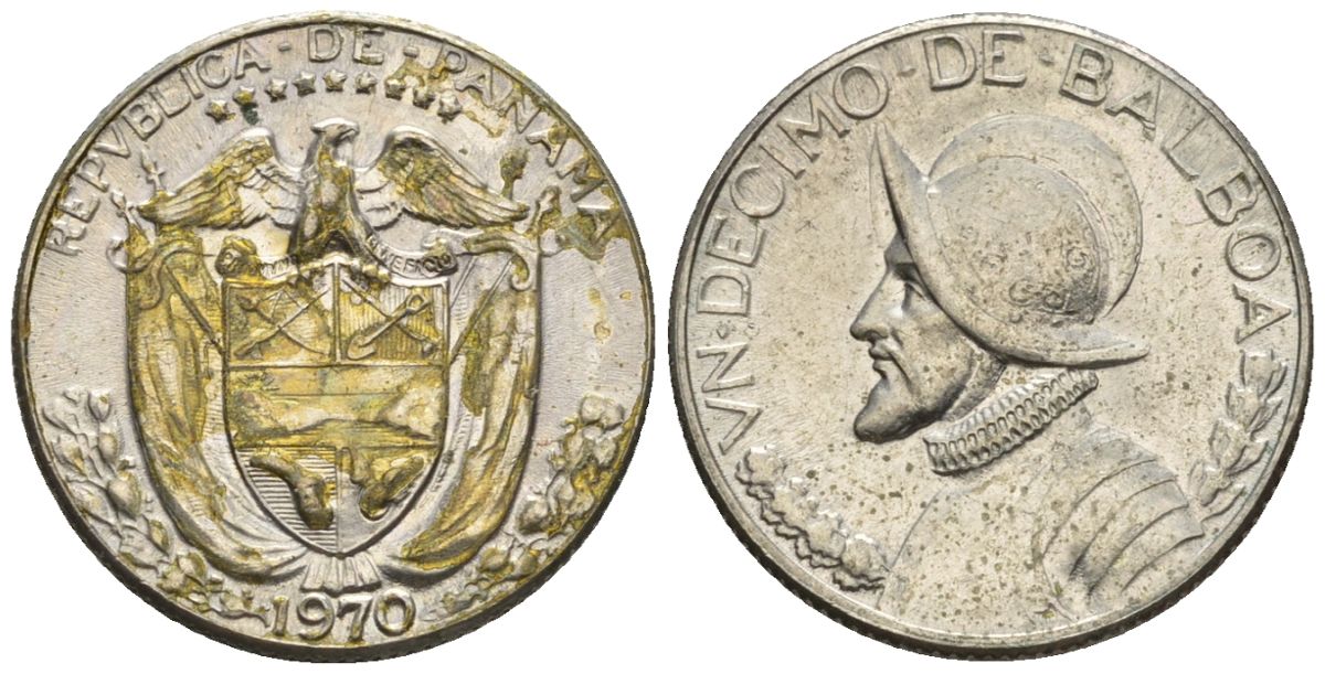 Панама 1/10 бальбоа 1970  KM 10 медь плакированная медно-никелем  aUNC  4609-914