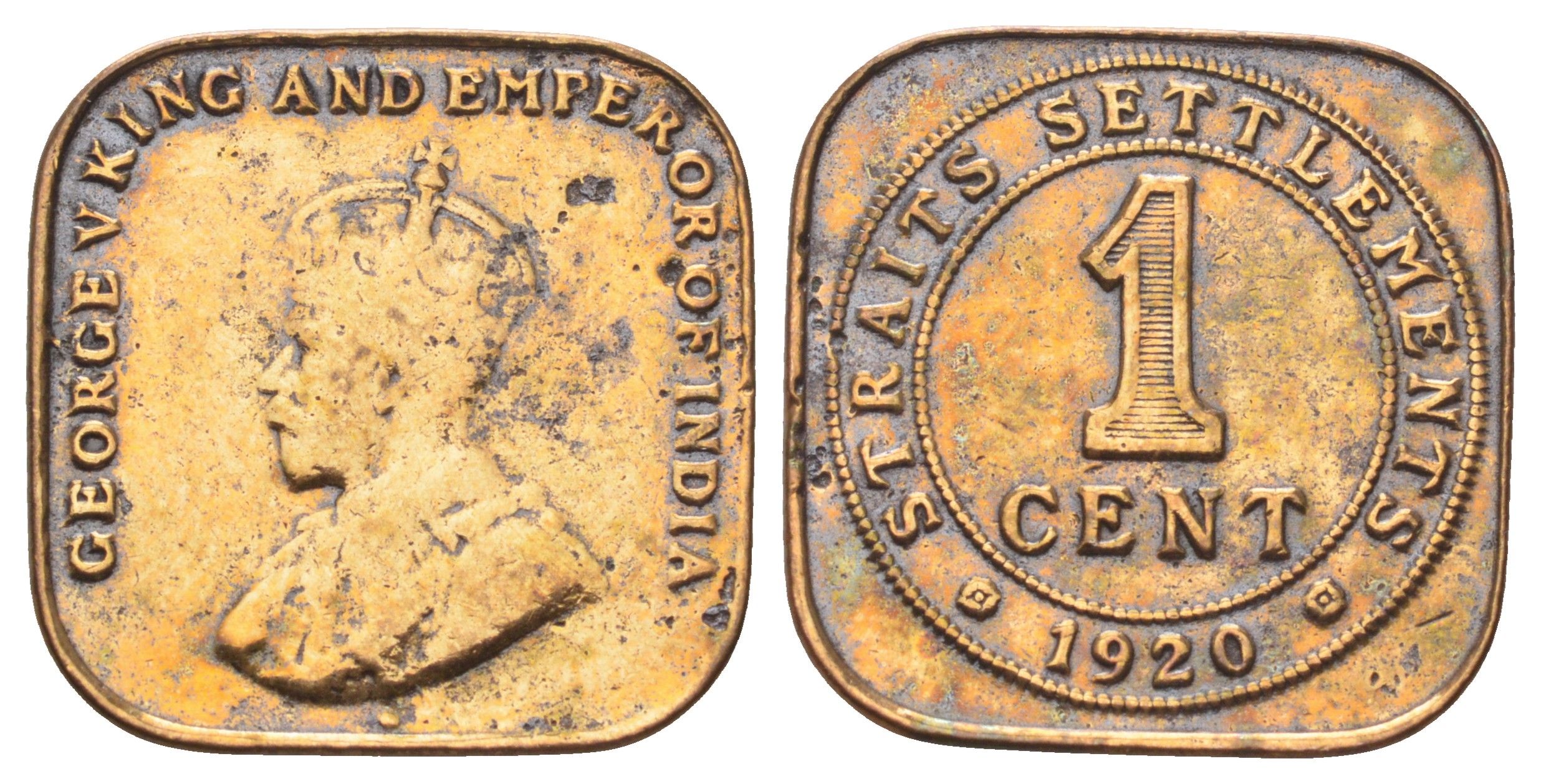 Стрейтс-Сетлментс (Стрейтс Сетлментс) 1 цент 1920 Георг V (1910-1936) KM 32 бронза 4697-1239