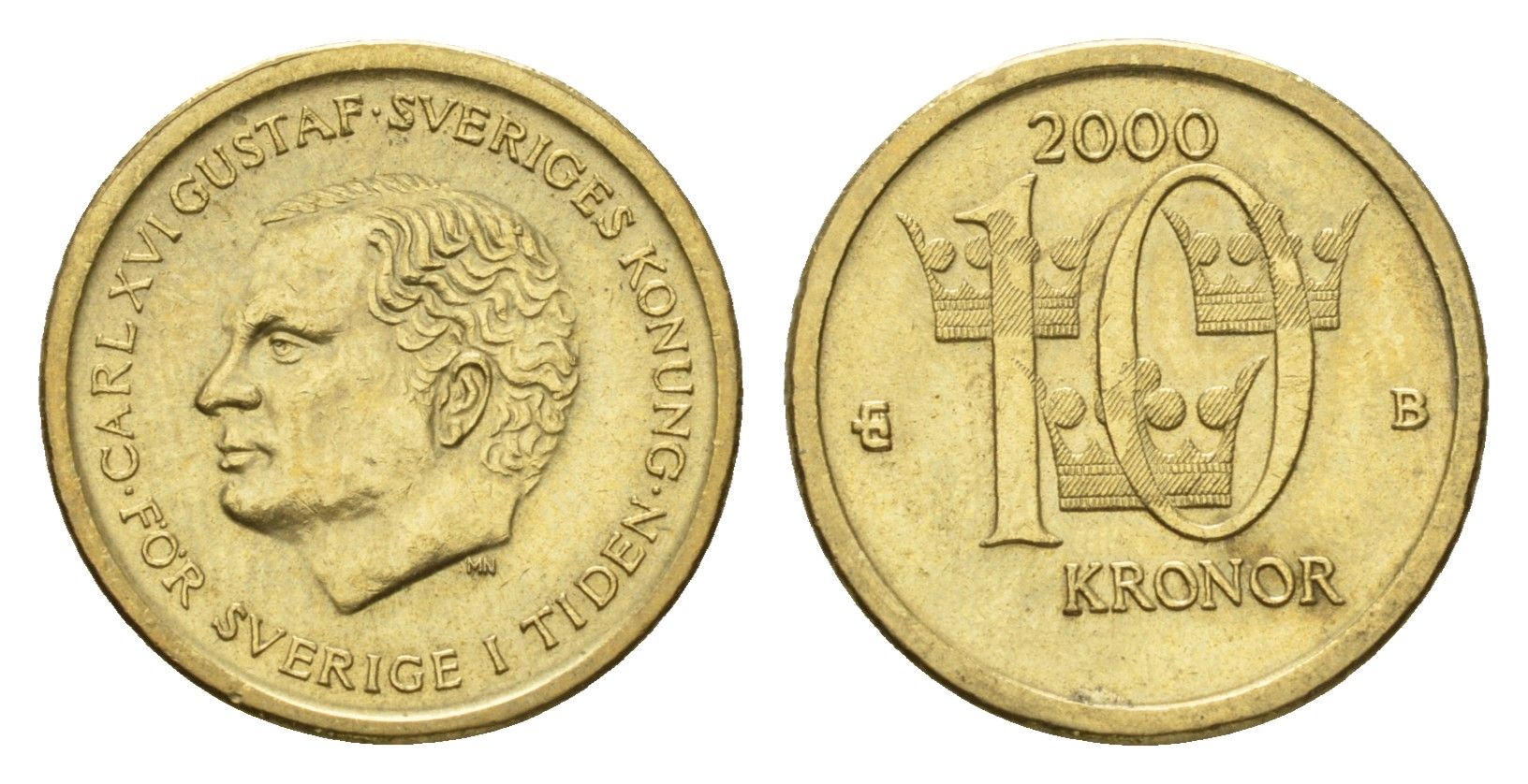 Швеция 10 крон 2000 Карл XVI Густав (1973-) KM 877 нордик aUNC 4656-245