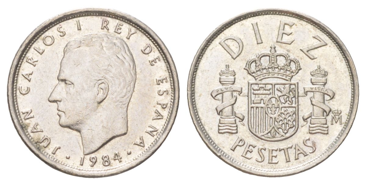 Испания 10 песет 1984 M, Хуан Карлос I (1975-2014) KM 827 медно-никель aUNC 4627-925