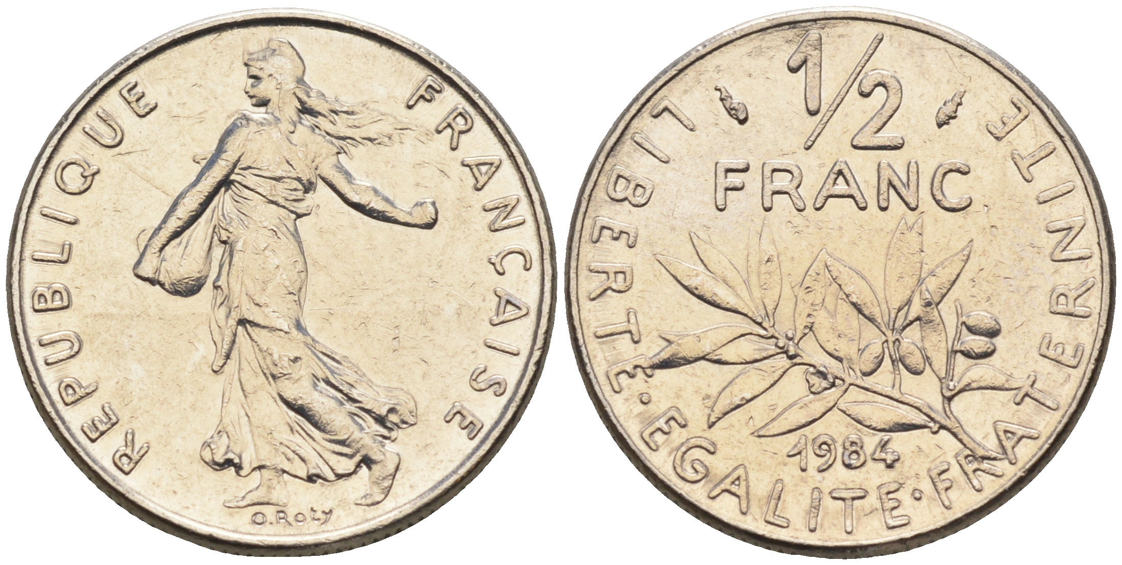 Франция 1/2 франка 1984 сеятель KM 931.1 никель    4169-214