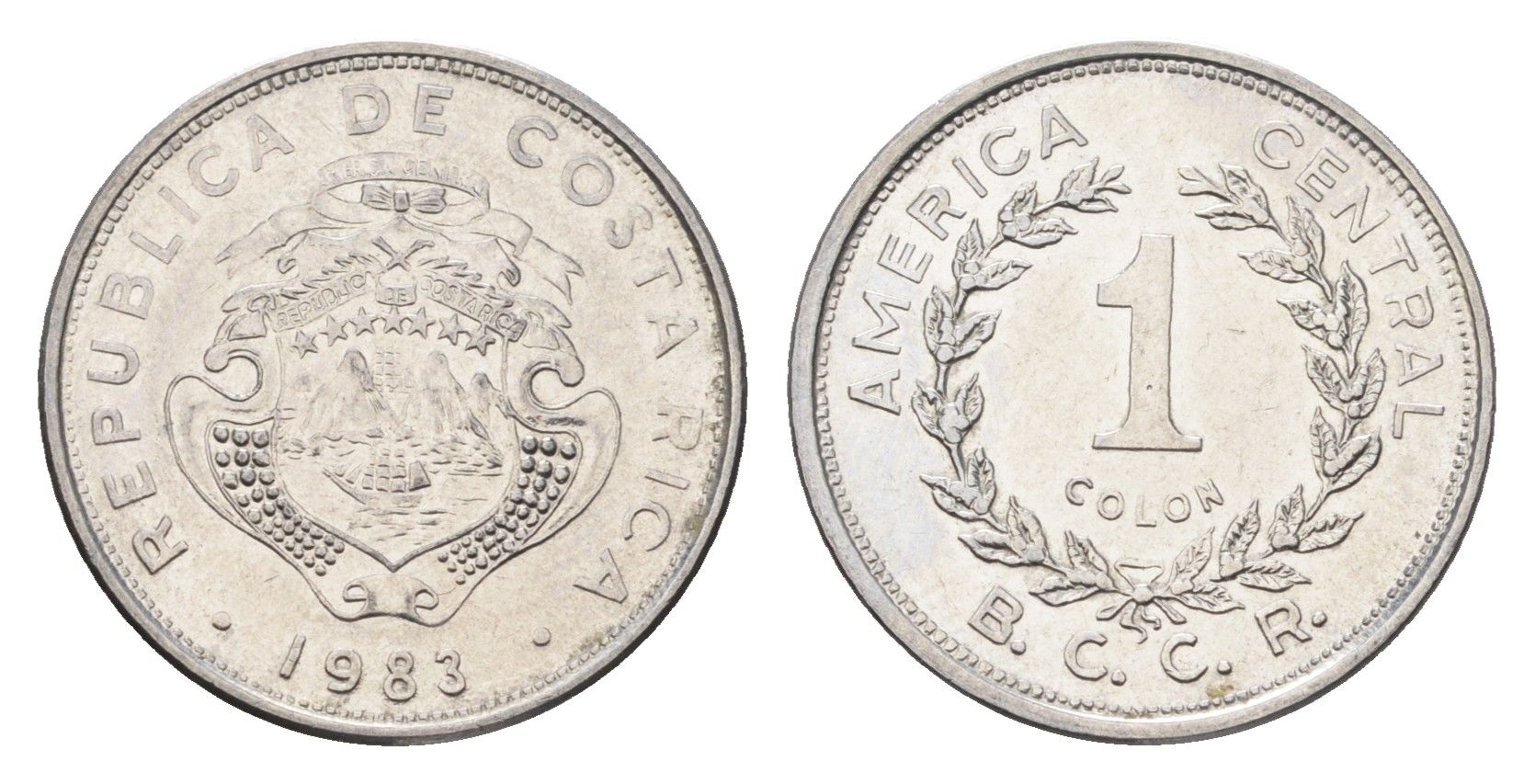 Коста-Рика 1 колон 1983 KM 210 нержавеющая сталь aUNC 4664-747