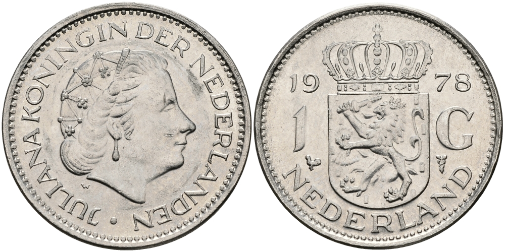 Нидерланды 1 гульден 1978 Юлиана (1948-1980) KM 184a никель 94-646