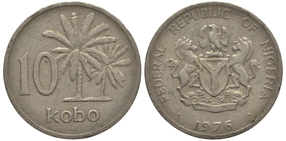 Нигерия 10 кобо 1976 пальмы KM 10.1 медно-никель 4182-342