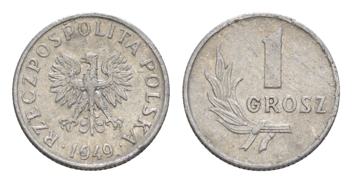 Польша 1 грош 1949 Y 39 алюминий 4644-953